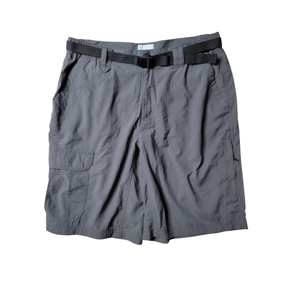 Columbia Cargo Shorts Mens Large Gorpcore Nylon Omni Shield Belted Grey VM4061